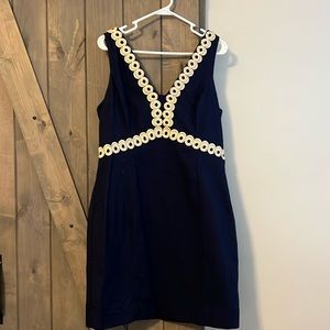 Lilly Pulitzer Esme Shift Dress True Navy Blue Size 12